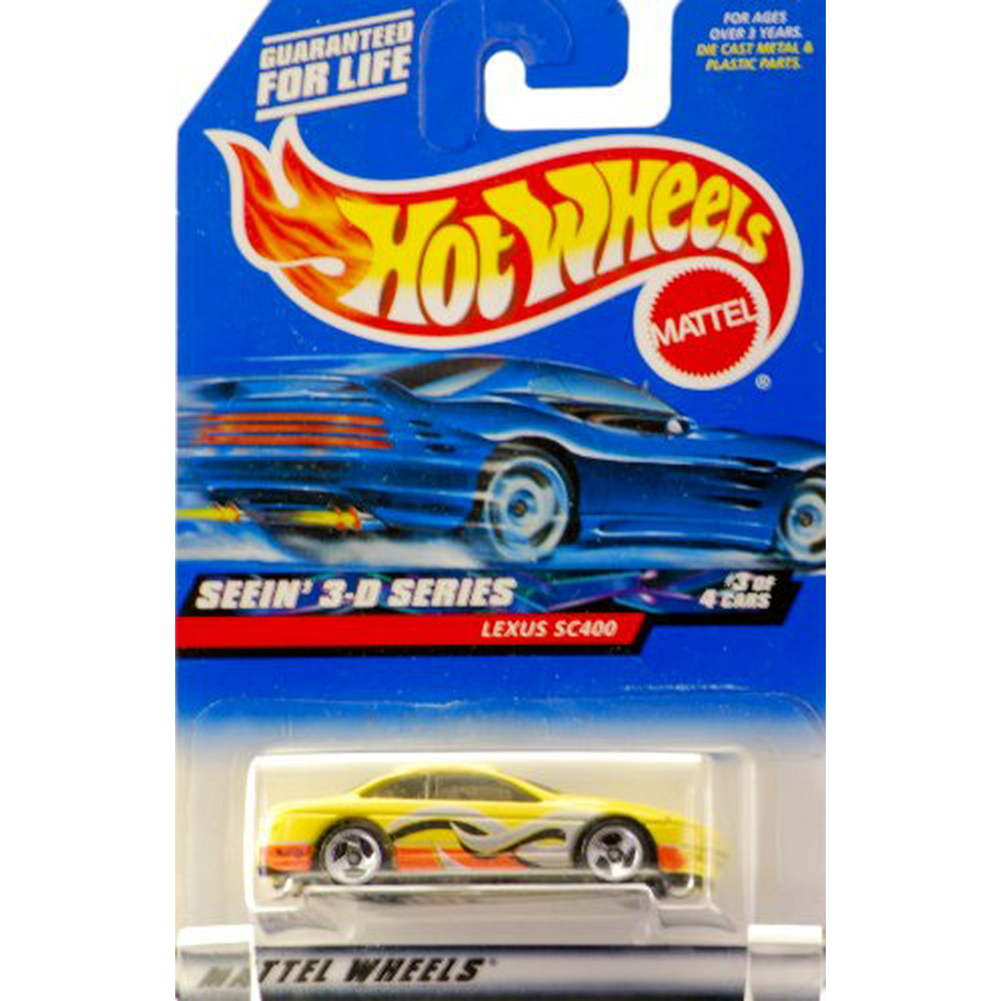Out of Production Lexus SC400 Hot Wheels 2000 Showroom Wheels Yellow / Orange Tinted Windows Collector #011 Seein 3-D Series #3 of 4 Wave Graphics Collectible Limited Edition New Mattel 